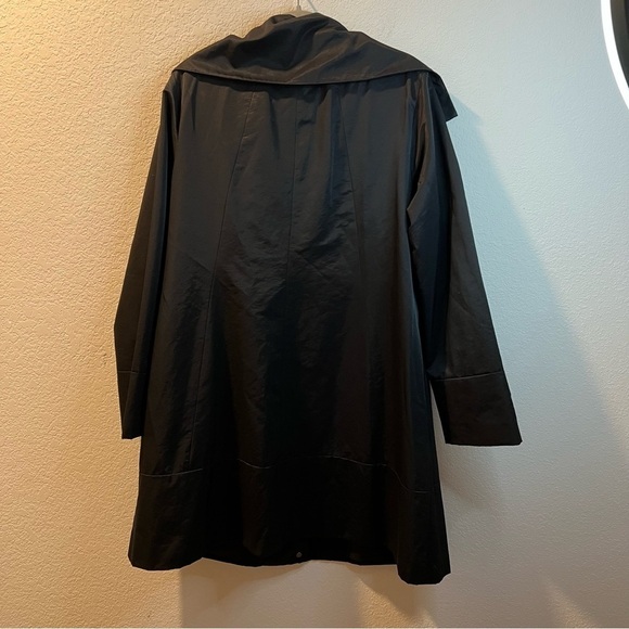 Women’s Eileen Fisher black mid length cotton blend all season zip up jacket L - Picture 6 of 7